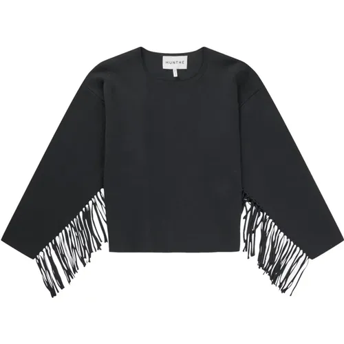 Fringed Cropped Sweater , female, Sizes: 2XL, M, XL, L - Munthe - Modalova