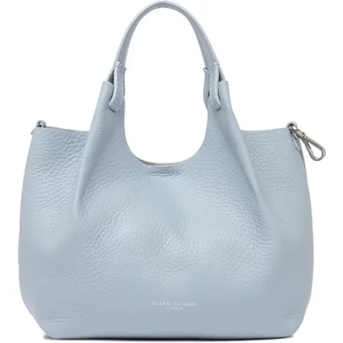 Kleine Himmelblaue Leder Shopper Handtasche , Damen, Größe: ONE Size - Gianni Chiarini - Modalova
