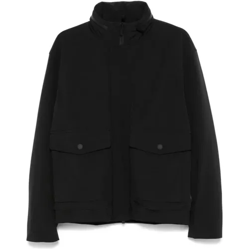 Schwarze Texturierte Jacke mit Verdecktem Verschluss - Woolrich - Modalova