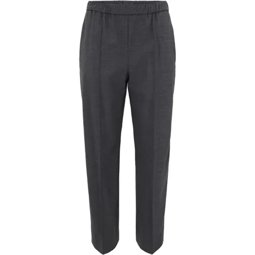 Grey Straight Wool Blend Trousers , female, Sizes: M, L - Fabiana Filippi - Modalova