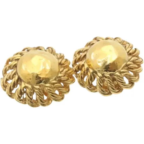 Chanel Gold Metal Earrings , female, Sizes: ONE SIZE - Chanel Vintage - Modalova