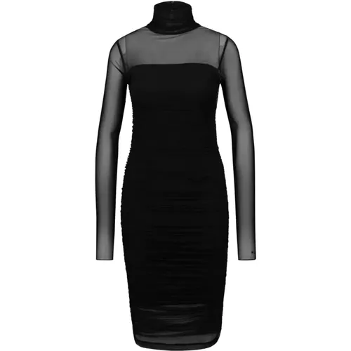 Elegantes Midi-Kleid mit transparenten Ärmeln und Schulterdetails , Damen, Größe: XS - Hugo Boss - Modalova