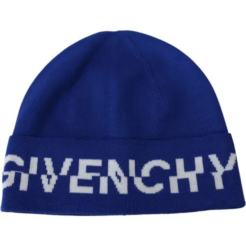 Chic Cobalt Wool Beanie with Logo Detail , unisex, Sizes: ONE SIZE - Givenchy - Modalova