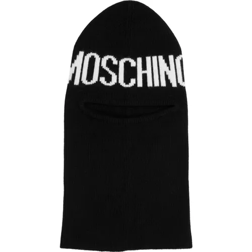 Plain Ski Mask with Logo , male, Sizes: ONE SIZE - Moschino - Modalova