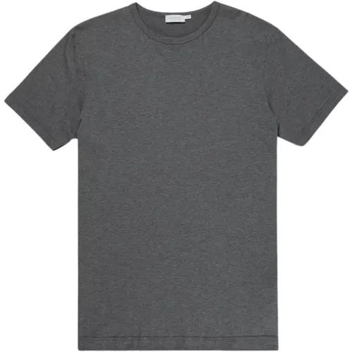 Anthrazitgraues Pima-Baumwoll-T-Shirt , Herren, Größe: L - Sunspel - Modalova