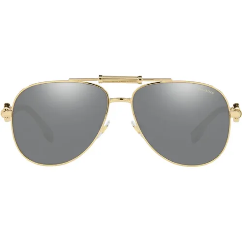 Gold Metal Pilot Sunglasses with Medusa Logo , unisex, Sizes: 59 MM - Versace - Modalova