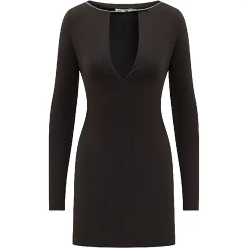 Schwarzes Kleid mit langen Ärmeln und Cut-Out-Detail , Damen, Größe: M - Ambush - Modalova
