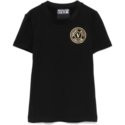 Schwarze T-Shirts und Polos ***cv , Damen, Größe: XS - Versace Jeans Couture - Modalova