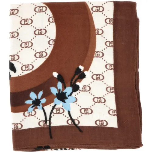 Floral Print Viscose Scarf Brown , female, Sizes: ONE SIZE - Liu Jo - Modalova