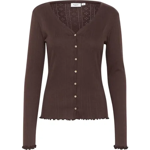 Dark Oak Cardigan Top , female, Sizes: L - Saint Tropez - Modalova