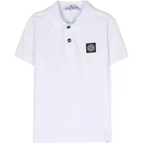 Weiße Polo-T-Shirt für Kinder mit Kompass-Logo - Stone Island - Modalova