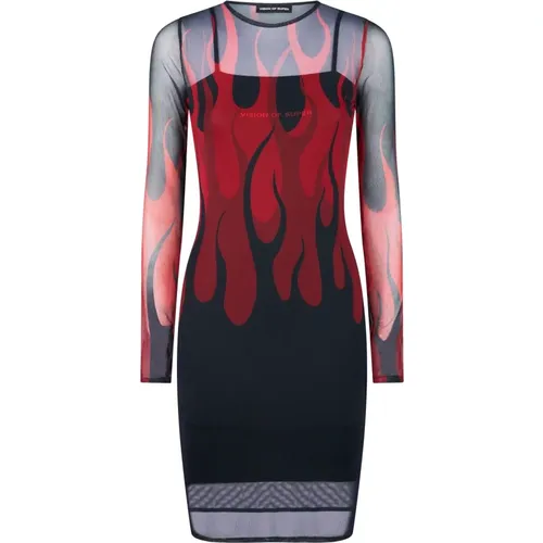 Flames Dress /red Short Sleeve , female, Sizes: M - Vision OF Super - Modalova