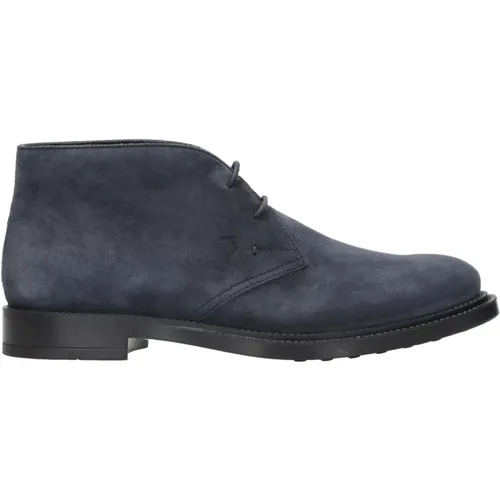 Blaue Wildleder Stiefeletten mit Gummisohle , Herren, Größe: 42 EU - TOD'S - Modalova