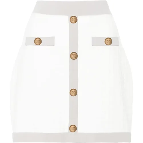 Weiße Strickrock mit Kontrastierendem Rand , Damen, Größe: S - Elisabetta Franchi - Modalova