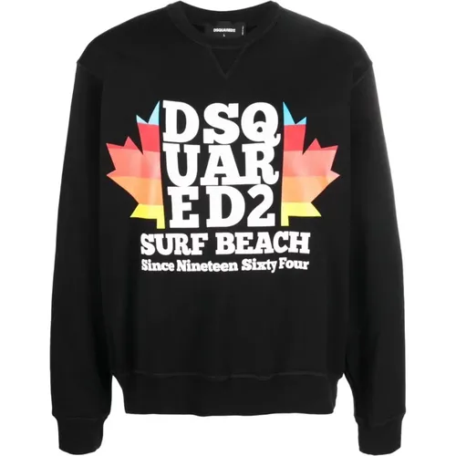 Graphic-Print Long-Sleeve Sweatshirt , male, Sizes: M, S, XS - Dsquared2 - Modalova