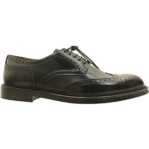 Dunkelbraune Brogue Flache Schuhe , Herren, Größe: 41 EU - Doucal's - Modalova