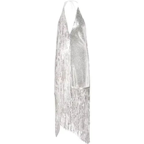 Silbernes Sequins Mini Fringe Kleid , Damen, Größe: L - Rotate Birger Christensen - Modalova