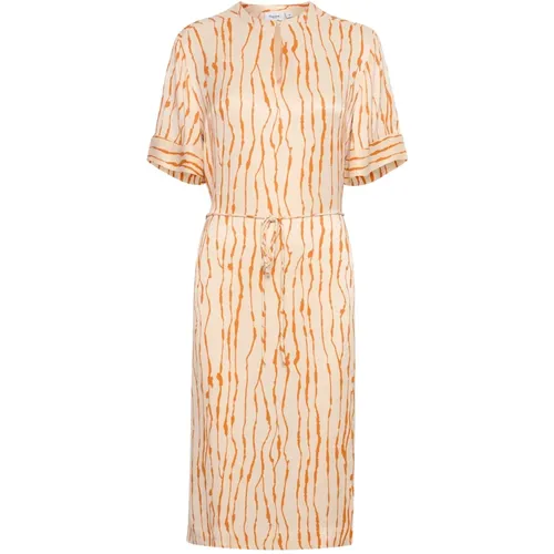 Orange V-Neck Dress , female, Sizes: L, M - Saint Tropez - Modalova