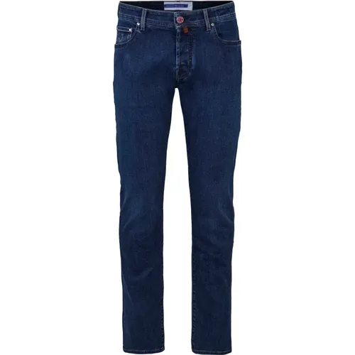 Slim Fit Denim Jeans mit Stickerei und Lederpatch , Herren, Größe: W33 - Jacob Cohën - Modalova