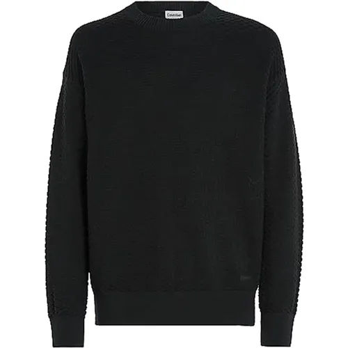 Texture Crew Neck Sweater , male, Sizes: S, M - Calvin Klein - Modalova