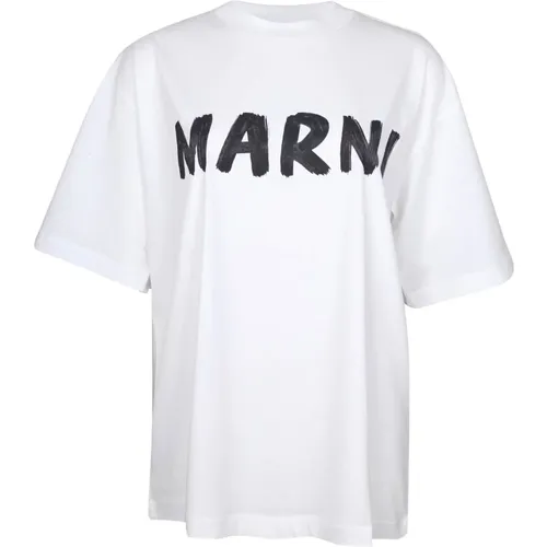 Weißes Logo Baumwoll T-Shirt Marni - Marni - Modalova