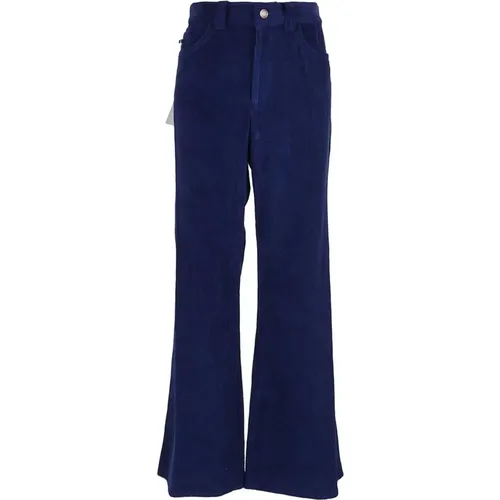 Flared Velvet Trousers in Navy , female, Sizes: W26 - Marc Jacobs - Modalova
