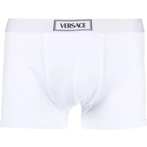 Logo Boxers Weiß Stretch Baumwolle , Herren, Größe: XL - Versace - Modalova