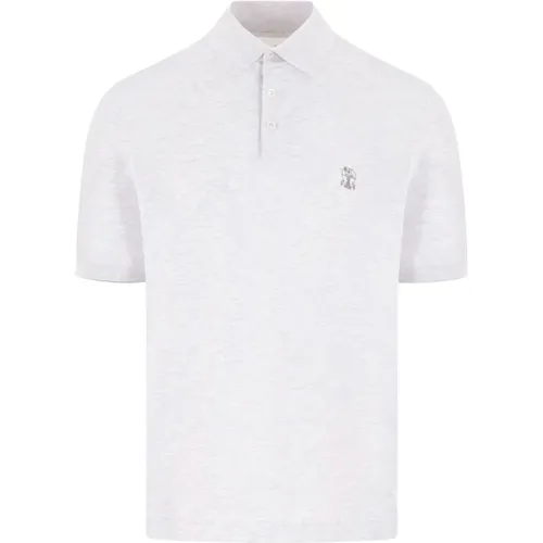 Herren Polo Shirt in Hellgrau , Herren, Größe: S - BRUNELLO CUCINELLI - Modalova