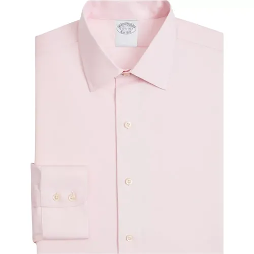 Pastellrosa Regular Fit Bügelfreies Hemd mit Ainsley-Kragen , Herren, Größe: 4XL - Brooks Brothers - Modalova