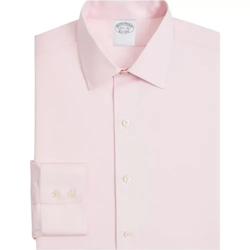 Pastellrosa Regular Fit Bügelfreies Hemd mit Ainsley-Kragen , Herren, Größe: 3XL - Brooks Brothers - Modalova