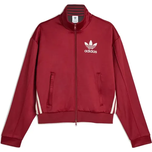 Burgundy Track Top Collegiate Stil , Herren, Größe: L - Adidas - Modalova