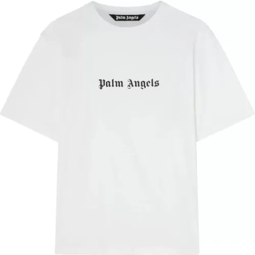 Weiß Schwarz Logo Slim Tee , Herren, Größe: 2XL - Palm Angels - Modalova