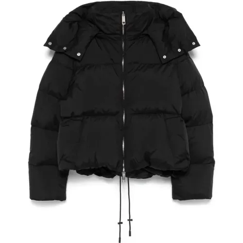 Schwarze Gesteppte Jacke mit Abnehmbarer Kapuze , Damen, Größe: XS - SPORTMAX - Modalova