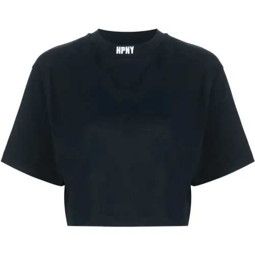 Schwarzes Logo Cropped T-Shirt Damen - Heron Preston - Modalova