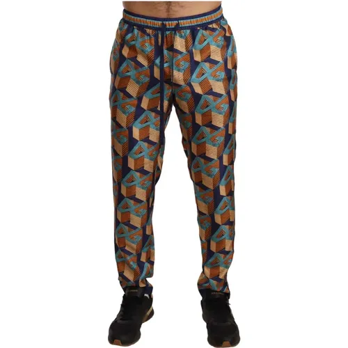 Silk Patterned Jogger Pants , male, Sizes: XS, S - Dolce & Gabbana - Modalova