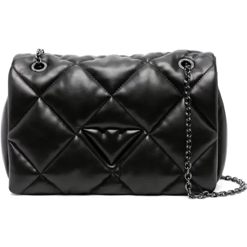 Quilted Shoulder Bag with Logo Charm , female, Sizes: ONE SIZE - Emporio Armani - Modalova