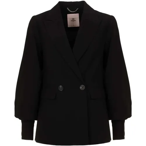 Schwarzer Puffärmel-Blazer , Damen, Größe: XS - Freebird - Modalova