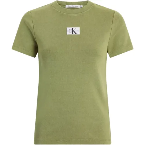 T-Shirt aus Baumwollmischung , Damen, Größe: M - Calvin Klein - Modalova