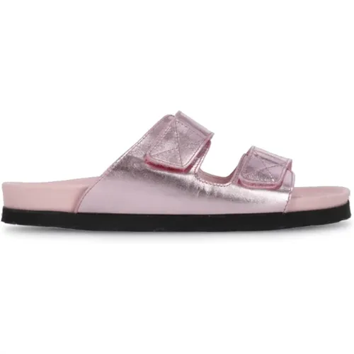 Stilvolle Rosa Leder Sliders für Frauen , Damen, Größe: 36 EU - Palm Angels - Modalova