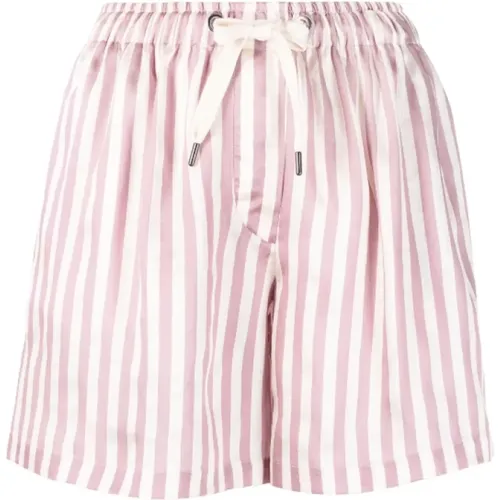 Striped Silk Blend Mini Shorts , female, Sizes: XS - BRUNELLO CUCINELLI - Modalova