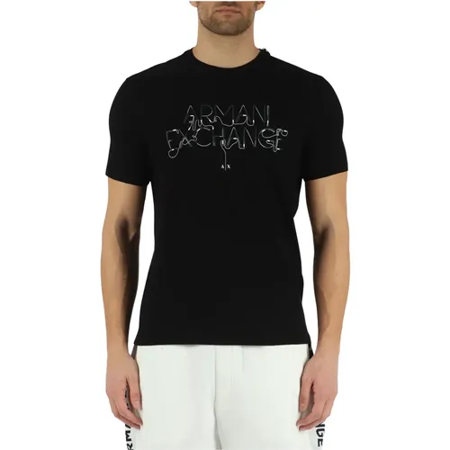 Regular Fit Baumwoll T-Shirt mit Erhabenem Logo , Herren, Größe: L - Armani Exchange - Modalova
