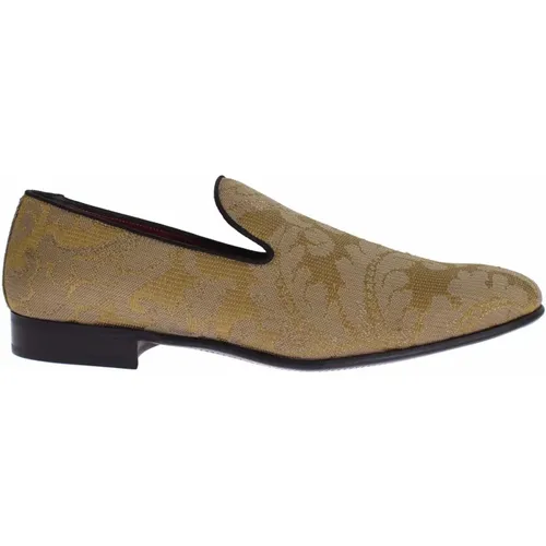 Seidenbarock-Loafers - Gelbgold , Herren, Größe: 39 EU - Dolce & Gabbana - Modalova