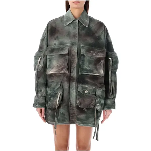 Grüne Camouflage Overshirt Jacke - The Attico - Modalova
