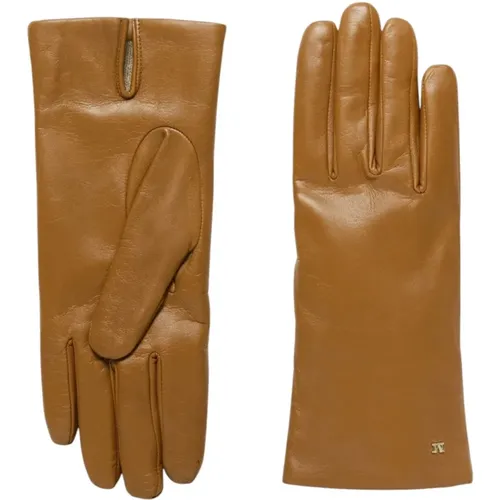 Nappa Lammleder Kurze Handschuhe Metall Monogramm , Damen, Größe: 7 1/2 IN - Max Mara - Modalova