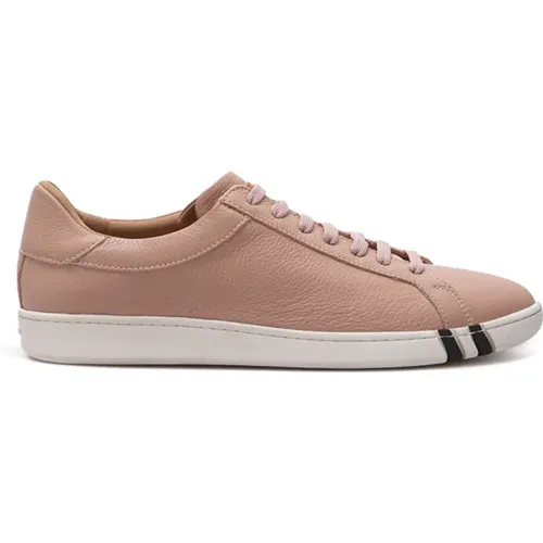 Rosa Gehämmerte Leder Low-Top Sneakers , Damen, Größe: 38 EU - Bally - Modalova