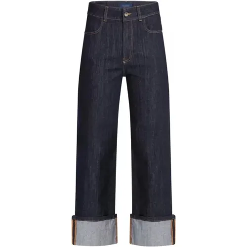 Dunkle Denim Maxi Cuff Jeans , Damen, Größe: W27 - Kaos - Modalova