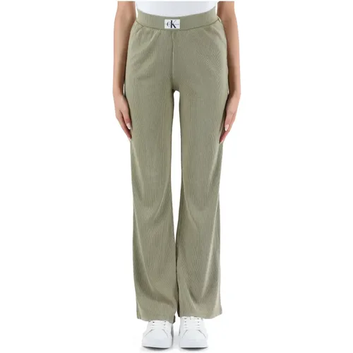 Ribbed Cotton Stretch Pants , female, Sizes: S, XS, M, L - Calvin Klein Jeans - Modalova
