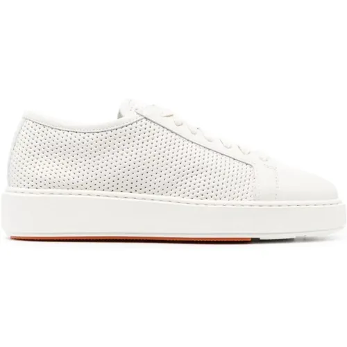 Weiße Leder Casual Sneakers - Santoni - Modalova