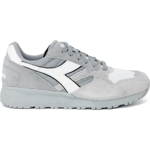 Grey Leather Lace-up Sneakers , male, Sizes: 10 1/2 UK - Diadora - Modalova