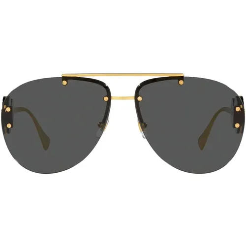 Goldene Metall Piloten Sonnenbrille mit Einzigartigem Design , unisex, Größe: 63 MM - Versace - Modalova